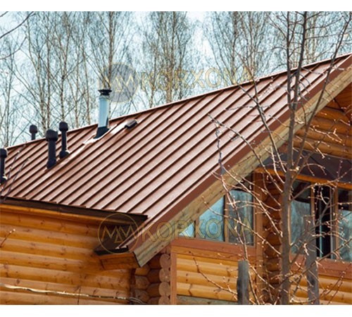Кликфальц Line 0,5 Satin RAL8004 терракота с пленкой на замках