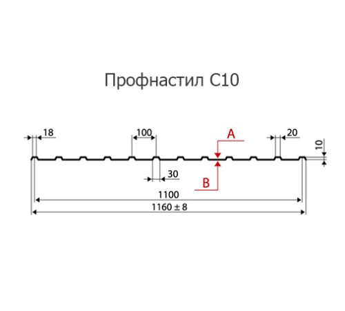 Продольно гнутый профнастил для укрытий конвейеров С10ПГ-1160, 0,9, нержавеющий