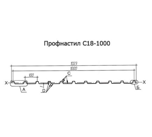 Продольно гнутый профнастил для укрытий конвейеров С18ПГ-1023, 0,9, нержавеющий