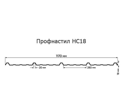 Продольно гнутый профнастил для укрытий конвейеров НС18ПГ-1170, 0,6, нержавеющий