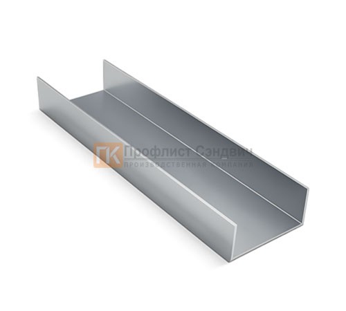 U-образный профиль 100x40x3000-2,0 мм, оцинкованный