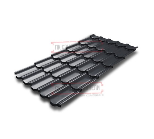 Металлочерепица Квинта плюс 3D RAL7024 Velur 20-0,5