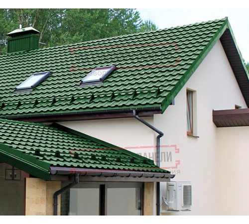 Металлочерепица Квинта плюс 3D RAL6002 Полиэстер-0,45