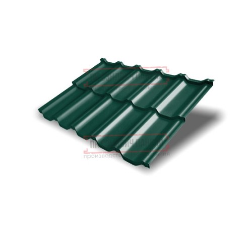 Металлочерепица модульная Квинта Uno 3D RAL6005 Quarzit lite-0,5