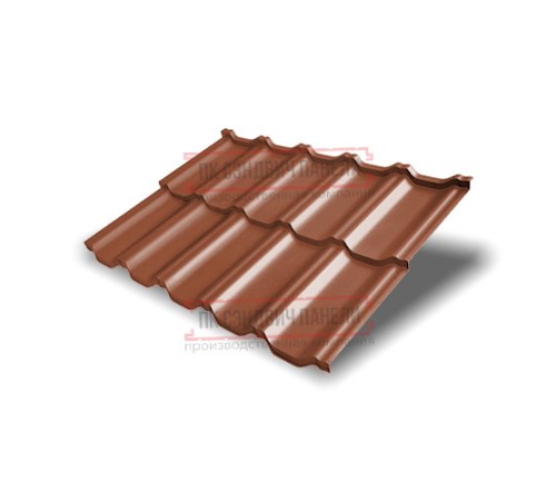 Металлочерепица модульная Квинта Uno 3D RAL8004 Velur-0,5