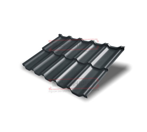 Металлочерепица модульная Квинта Uno 3D RR23 GreenСoat Pural-0,5