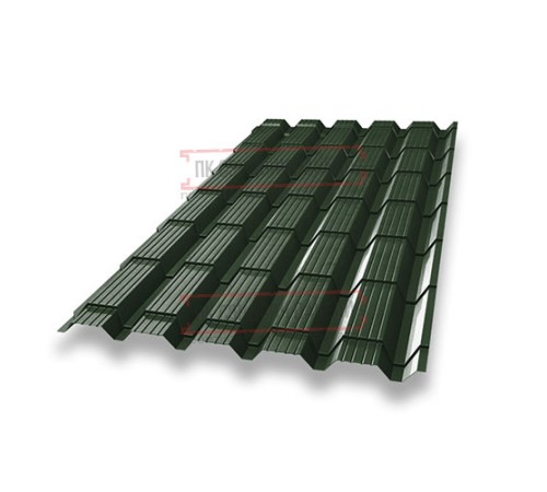 Металлочерепица Квадро профи RAL6020 Velur-0,5
