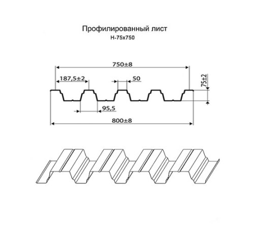 Профнастил нержавеющий H75 0.4 AISI 304