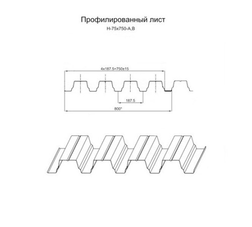 Профнастил Н75-750 Оцинкованный-1