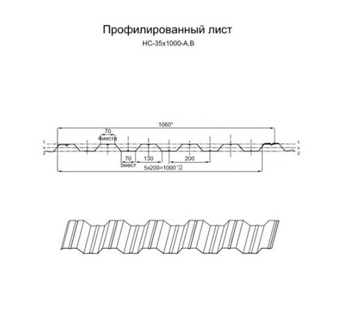 Профнастил НС35-1000 Полиэстер RAL-5005-0.45