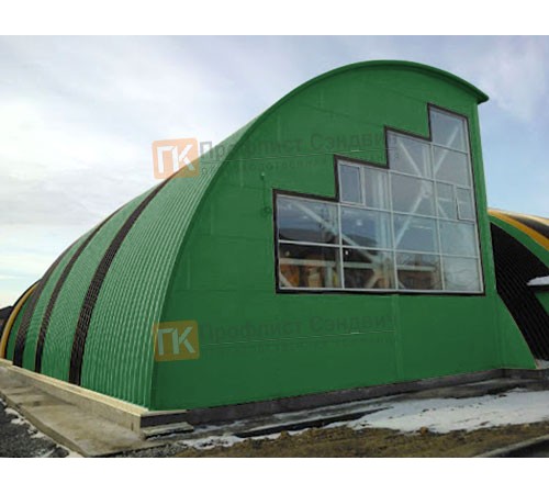 Сэндвич-панели арочные с пенополиуретаном, ширина 1000 мм, толщина 60 мм, 0.5/0.5, RAL6002