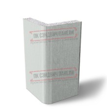 Угловая сэндвич-панель вертикальная из пенополистирола, 0.5/0.5, ширина 1200 мм, толщина 10 мм, RAL7035