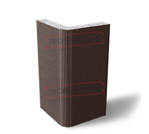 Угловая сэндвич-панель вертикальная из пенополистирола, 0.5/0.5, ширина 1000 мм, толщина 30 мм, RAL8017