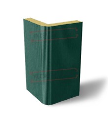 Угловая сэндвич-панель вертикальная из пенополиизоцианурата, 0.5/0.5, ширина 1000 мм, толщина 30 мм, RAL6005