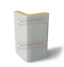 Угловая сэндвич-панель вертикальная из пенополиуретана, 0.5/0.5, ширина 1200 мм, толщина 10 мм, RAL7047