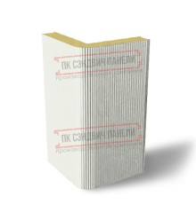 Угловая сэндвич-панель вертикальная из пенополиизоцианурата, 0.5/0.5, ширина 1200 мм, толщина 10 мм, RAL9003