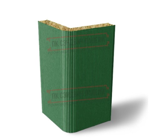 Угловая сэндвич-панель вертикальная из минеральной ваты, 0.5/0.5, ширина 1200 мм, толщина 100 мм, RAL6002