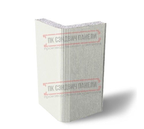 Угловая сэндвич-панель вертикальная из пенополистирола, 0.5/0.5, ширина 1000 мм, толщина 30 мм, RAL9003