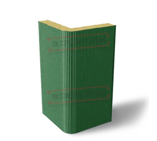 Угловая сэндвич-панель вертикальная из пенополиизоцианурата, 0.5/0.5, ширина 1000 мм, толщина 10 мм, RAL6002