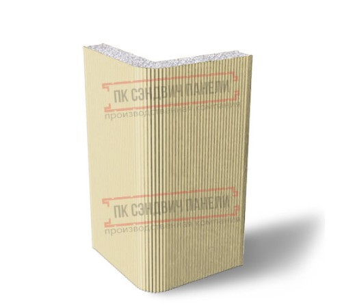 Угловая сэндвич-панель вертикальная из пенополистирола, 0.5/0.5, ширина 1000 мм, толщина 20 мм, RAL1014