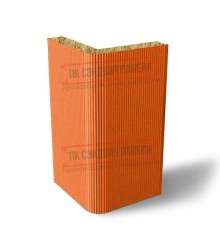 Угловая сэндвич-панель вертикальная из минеральной ваты, 0.5/0.5, ширина 1200 мм, толщина 10 мм, RAL2004