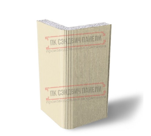 Угловая сэндвич-панель вертикальная из пенополистирола, 0.5/0.5, ширина 1000 мм, толщина 30 мм, RAL1015