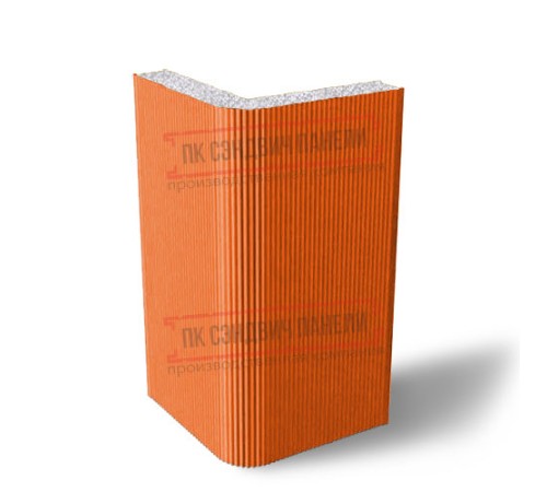 Угловая сэндвич-панель вертикальная из пенополистирола, 0.5/0.5, ширина 1000 мм, толщина 20 мм, RAL2004