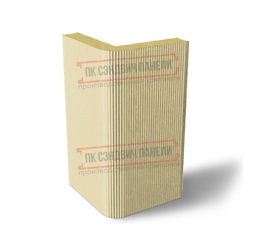 Угловая сэндвич-панель вертикальная из пенополиуретана, 0.5/0.5, ширина 1000 мм, толщина 10 мм, RAL1014