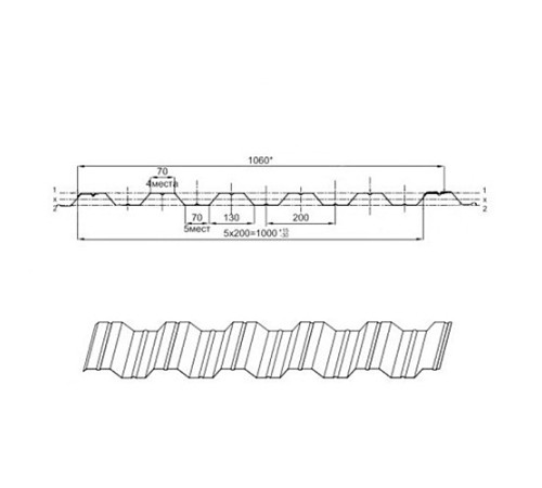 Профнастил НС35ПГ-0.45, Ширина-1100, Полиэстер RAL3003
