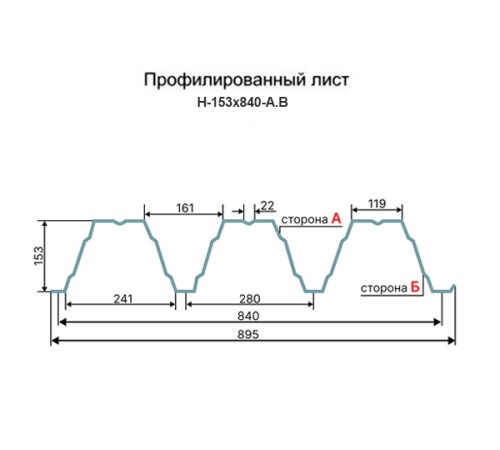 Профнастил Н153-840 Оцинкованный-1.0